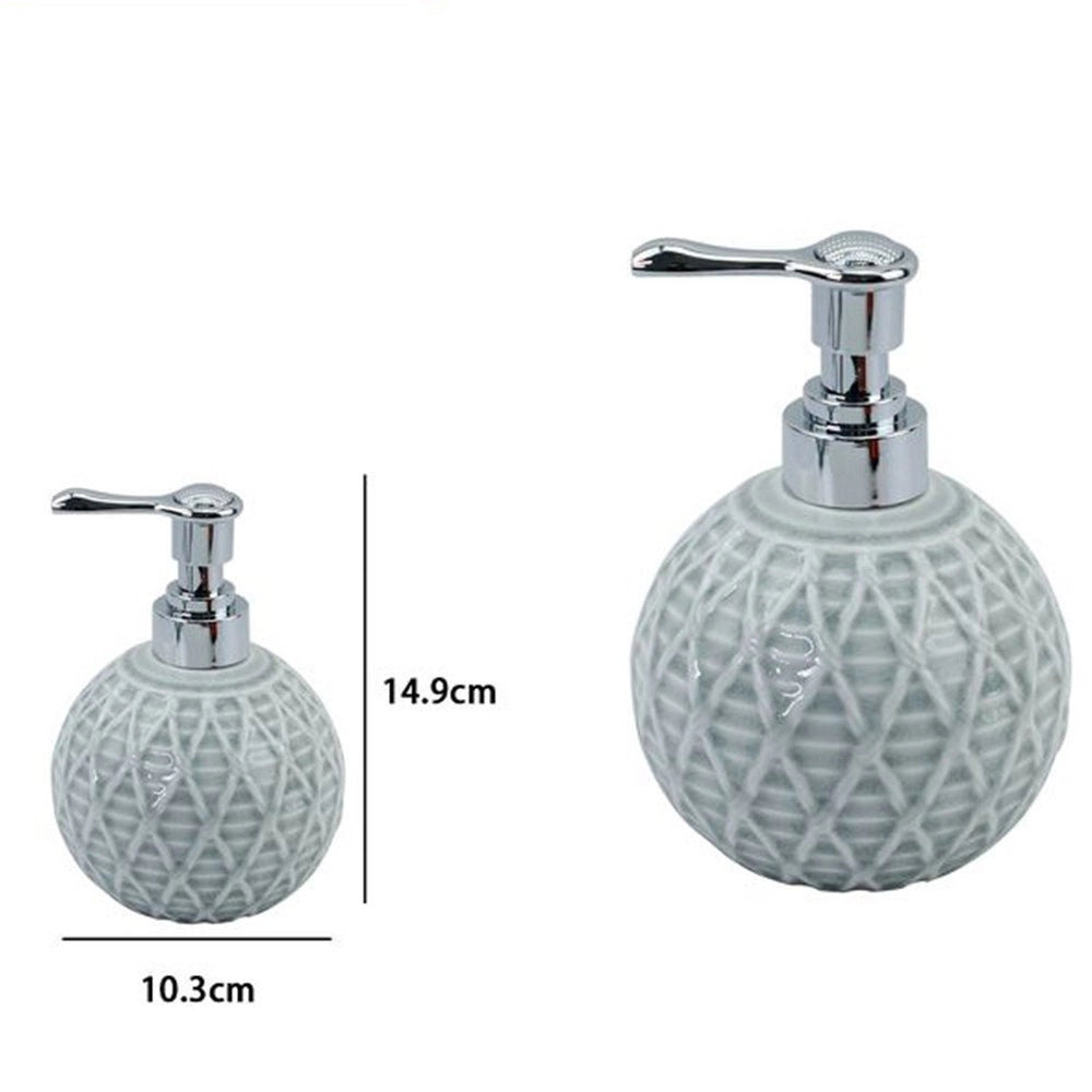 Trade Shop - Dispenser Sapone Liquido Sfera Grigio Effetto Rete Accessori Arredo Bagno 79278 -