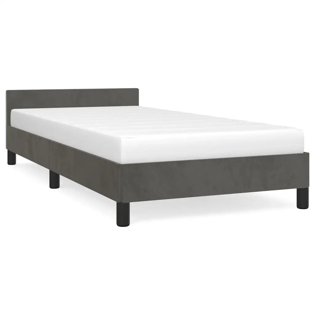 Giroletto senza Materasso Grigio Scuro 90x190 cm Velluto