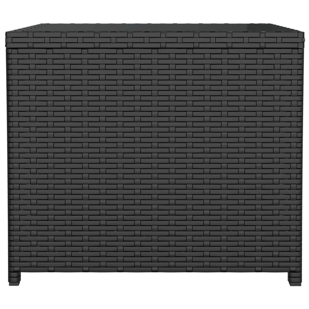 Tavolino con Piano Vetro Nero in Polyrattan e Vetro Temperato 319560