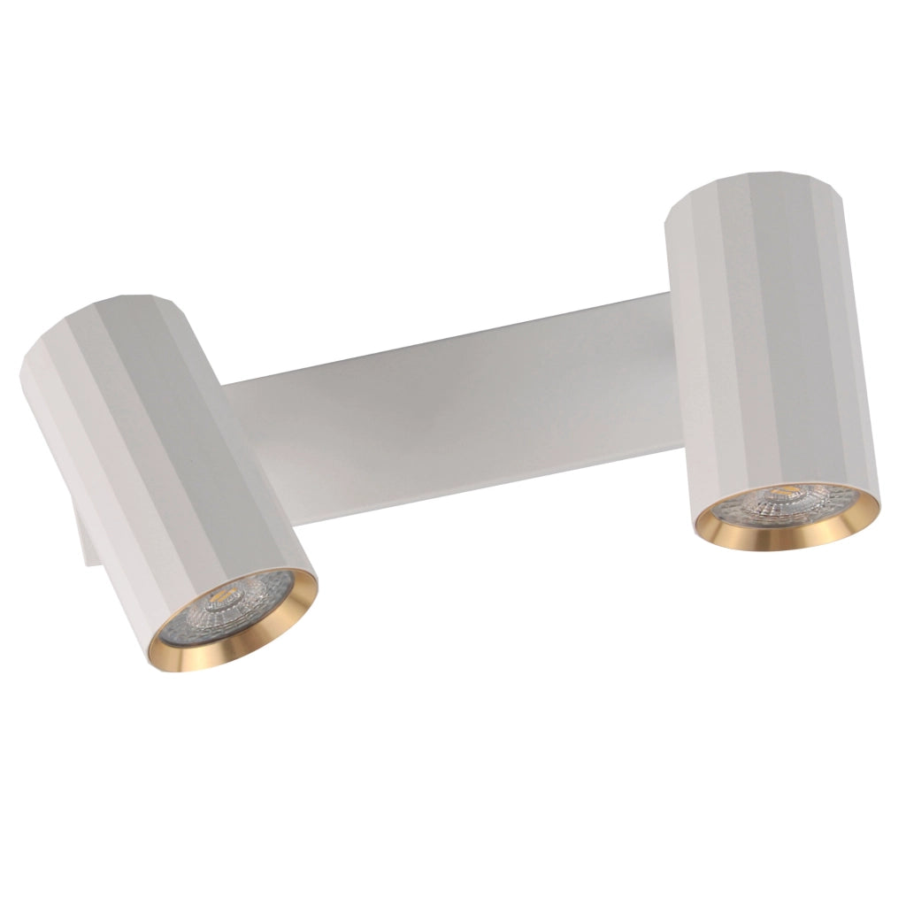 Plafoniera 2 luci orientabili bianco/oro GU10 Nicea Polux
