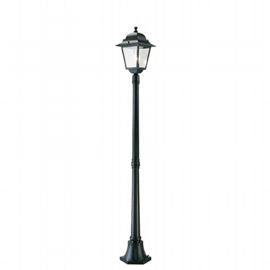Lampada da terra in alluminio pressofuso, diffusori in vetro trasparente, altezza max 210mm, alimentazione 230V, potenza massima 100W nero