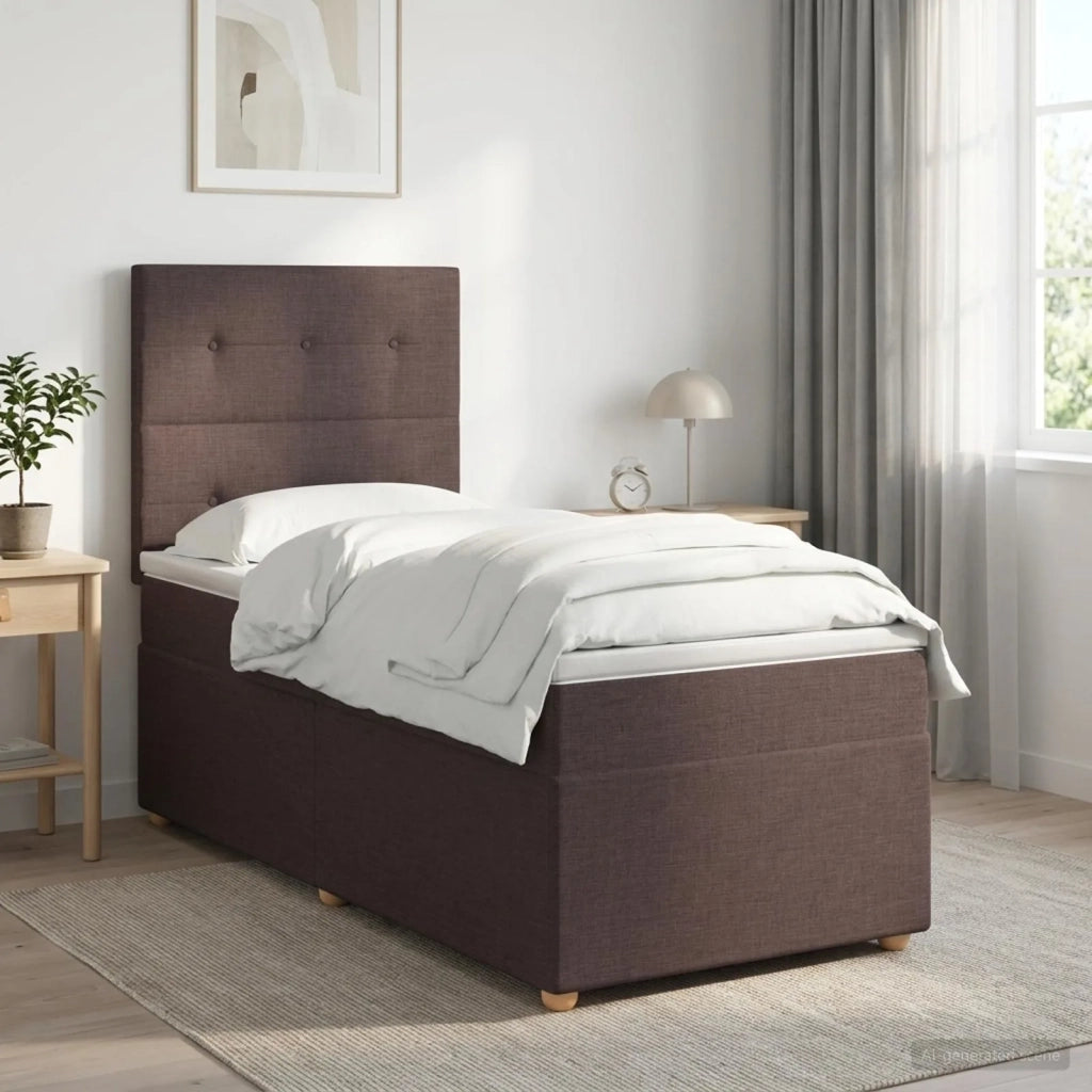 Letto box spring con materasso Marrone Scuro 100 x 200 cm 3455283