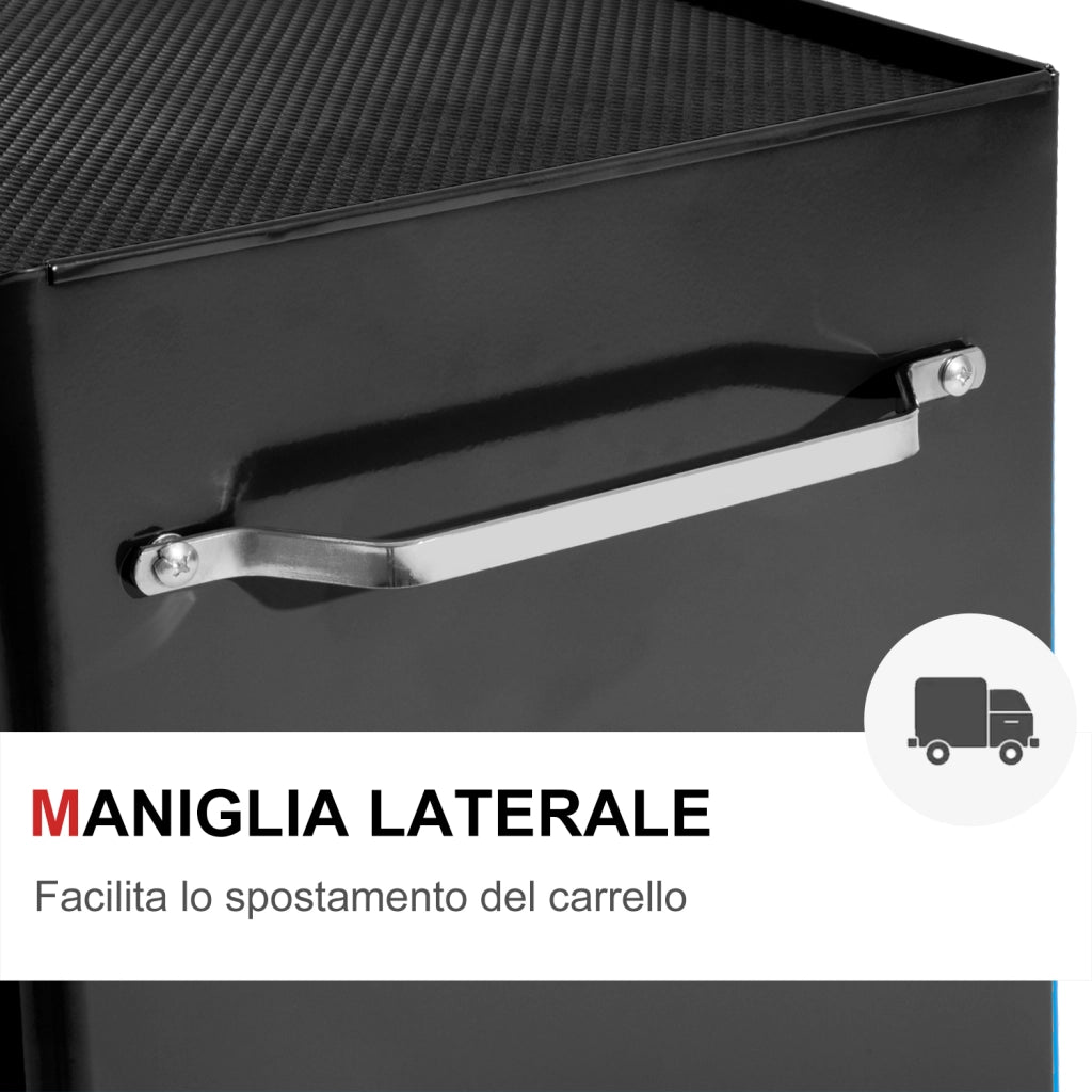 EasyComfort Carrello Porta Attrezzi 5 Cassetti con Chiave e Ruote Nero