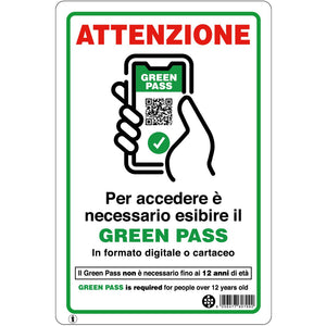 targa 20x30 cm esibire green pass cod:ferx.3571