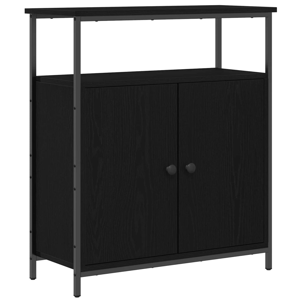 Credenza | Madia | Buffet da pranzo | Armadio da pranzo Rovere Nero 70 x 30 x 80 cm Legno multistrato
