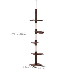 Tiragraffi da soffitto 40 x 34 x 230-260 cm marrone, regolabile, 5 livelli