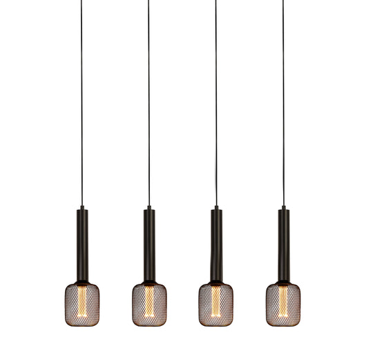 Lampadario Contemporaneo Dulwich Acciaio Nero 4 Luci E27