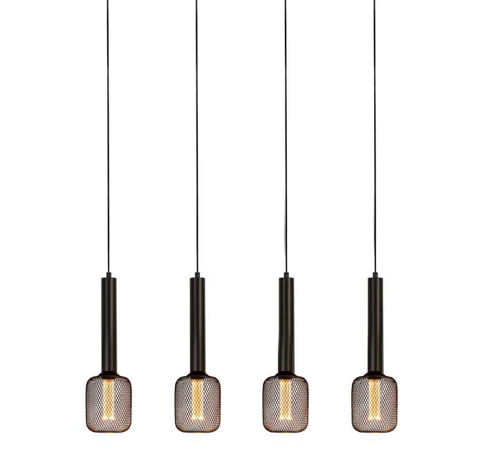 Lampadario Contemporaneo Dulwich Acciaio Nero 4 Luci E27