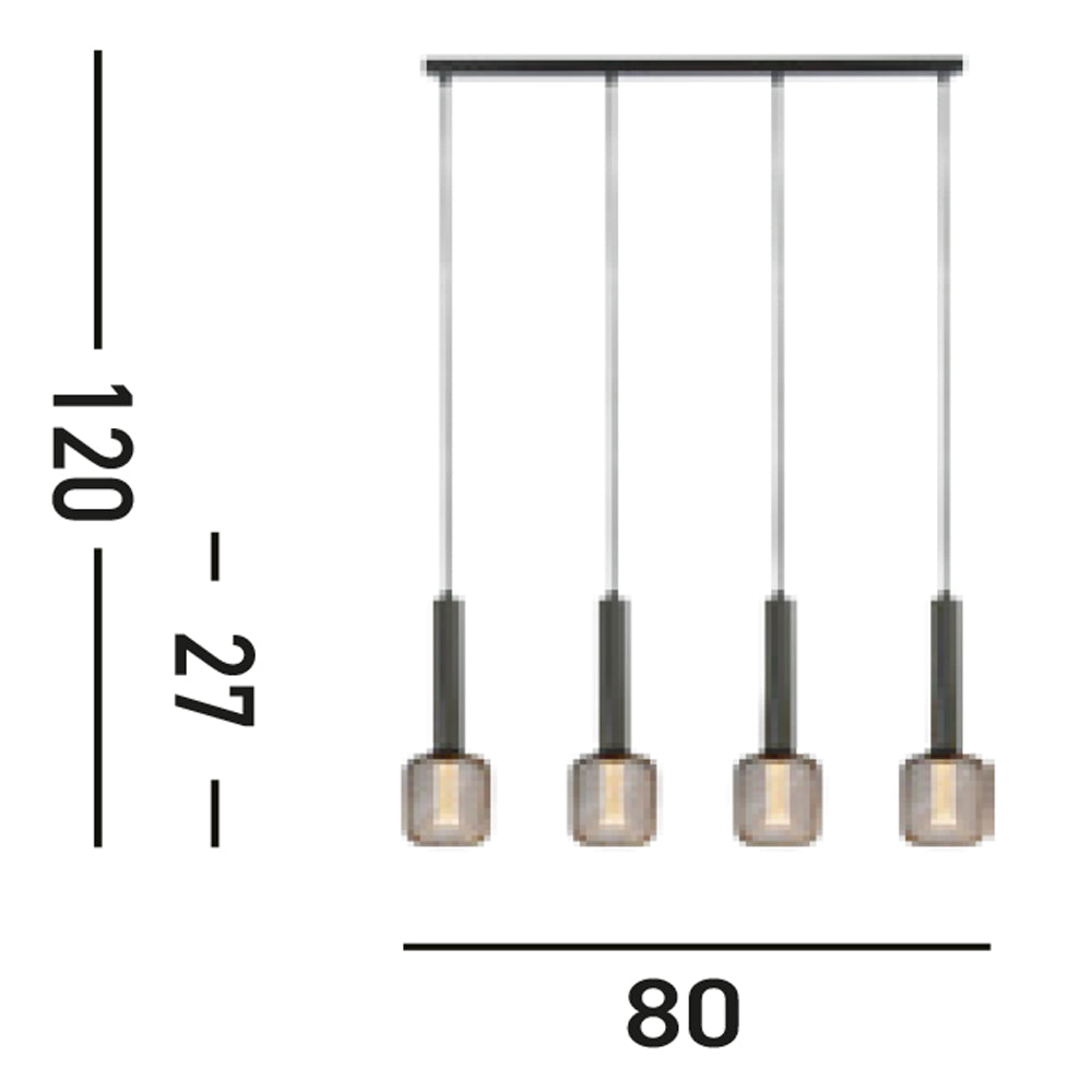 Lampadario Contemporaneo Dulwich Acciaio Nero 4 Luci E27