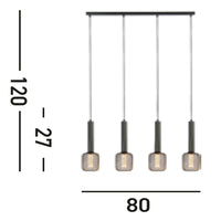 Lampadario Contemporaneo Dulwich Acciaio Nero 4 Luci E27