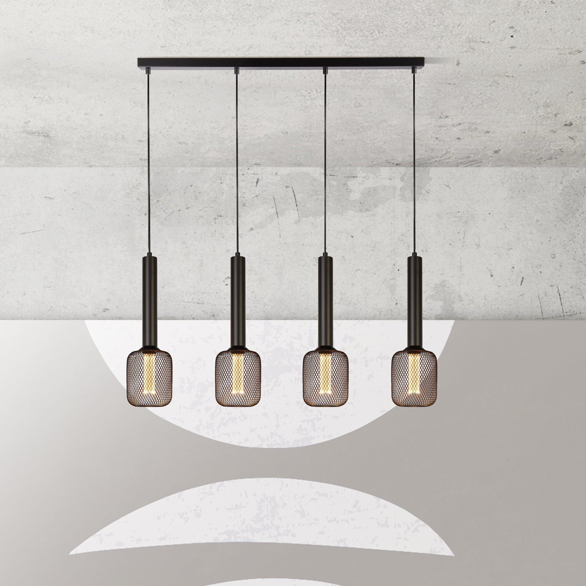 Lampadario Contemporaneo Dulwich Acciaio Nero 4 Luci E27