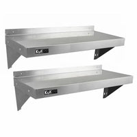 Set 2 Mensole a Muro 100x30 cm per Cucine di Ristoranti Pizzerie in Acciaio Inox