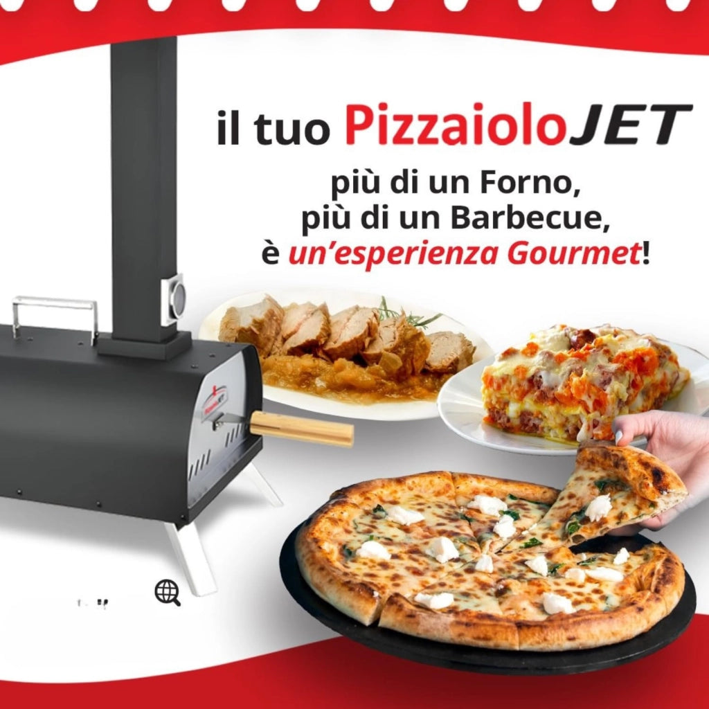 PizzaioloJet Forno per Pizza a Pellet - Compatto e Portatile, Barbecue Pizza con Pietra refrattaria