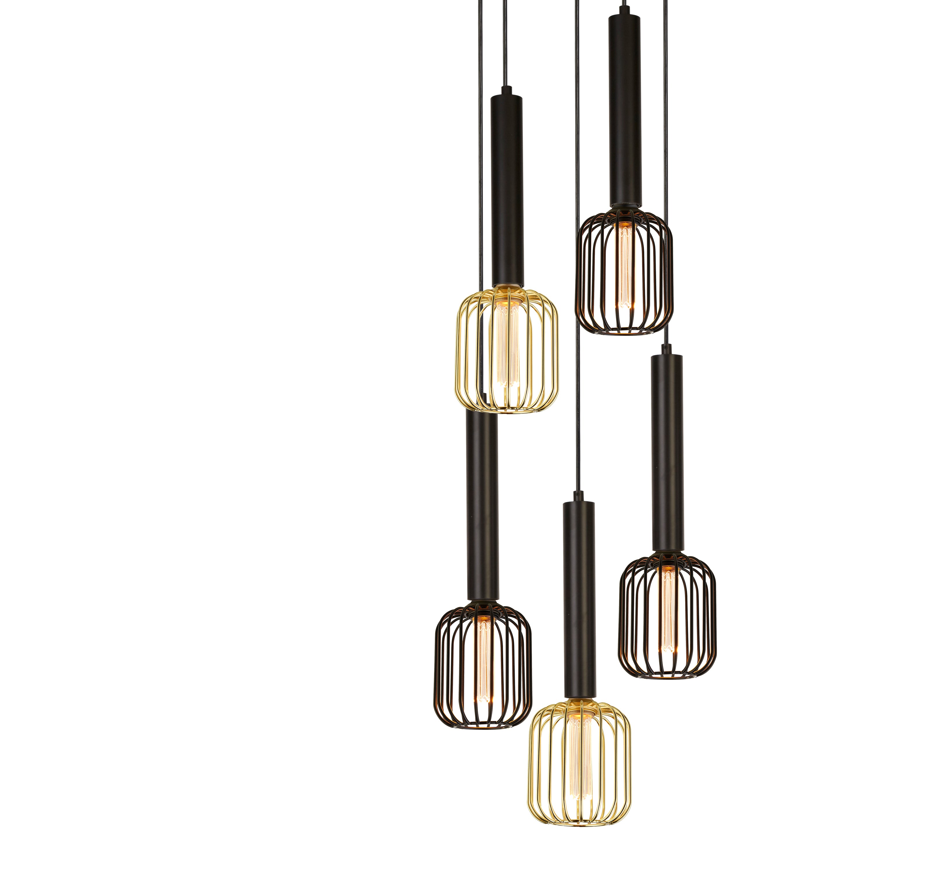 Lampadario Contemporaneo Dulwich Acciaio Nero 5 Luci E27
