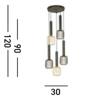 Lampadario Contemporaneo Dulwich Acciaio Nero 5 Luci E27