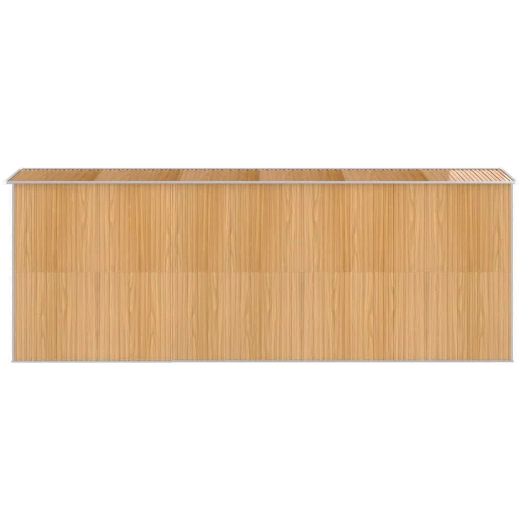 Casetta da giardino cabina ripostiglio casetta da esterno robusta casetta per attrezzi colore chiaro 192 x 523 x 223 cm acciaio zincato marrone 02_0022306