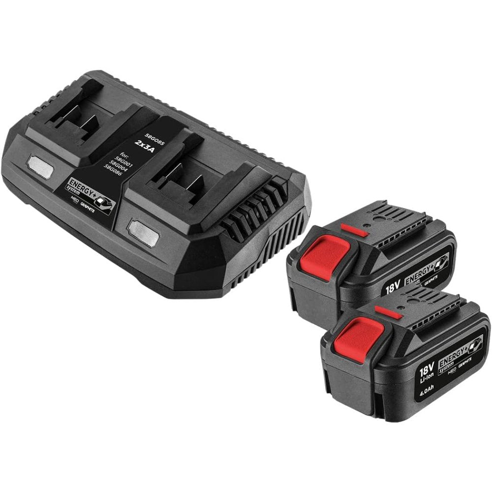 Topex 58ge134 set 2 batterie 4ah h con caricabatteria doppio