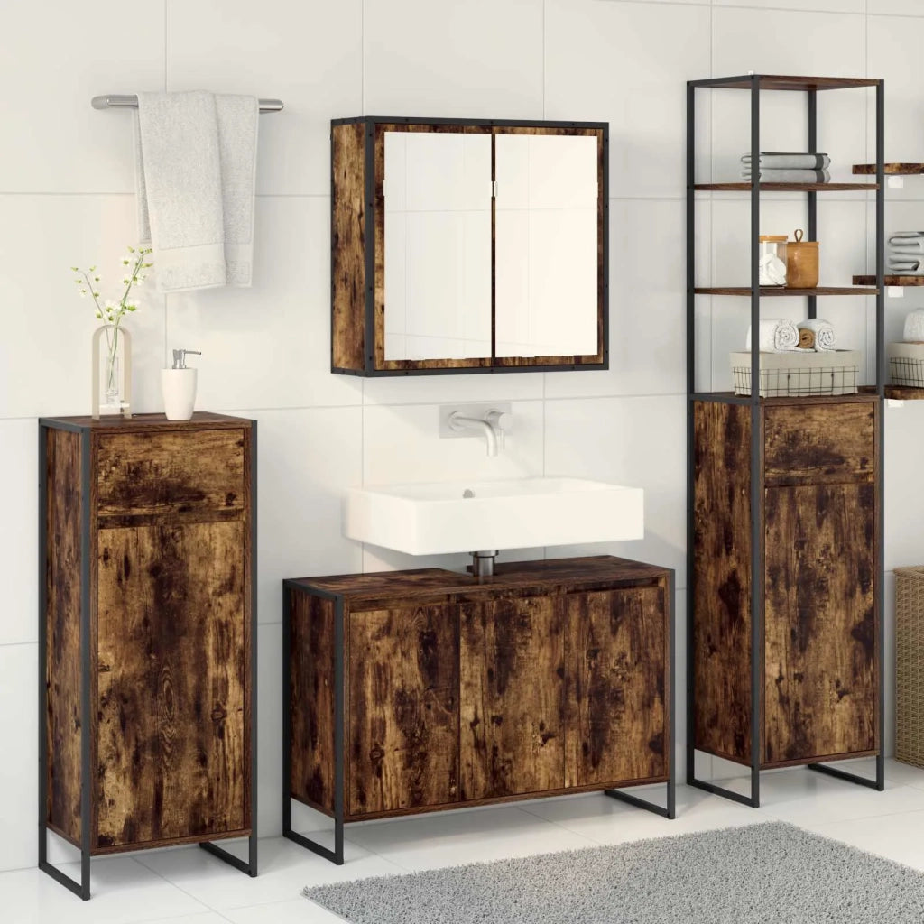 Set di mobili per il bagno Rovere fumé Legno multistrato 3403048