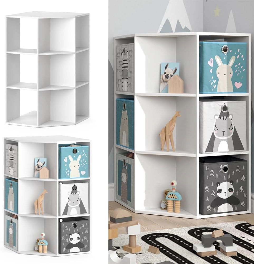 Scaffale per bambini Luigi, Bianco, 64 x 107.8 cm, combinabile per riporre giocattoli e libri