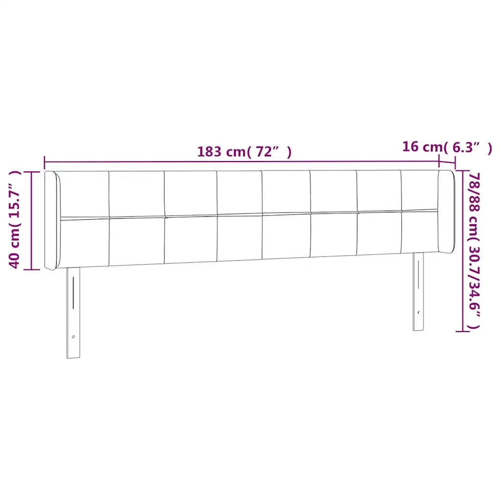 Testiera a LED Blu Scuro 183x16x78/88 cm in Velluto 3123300