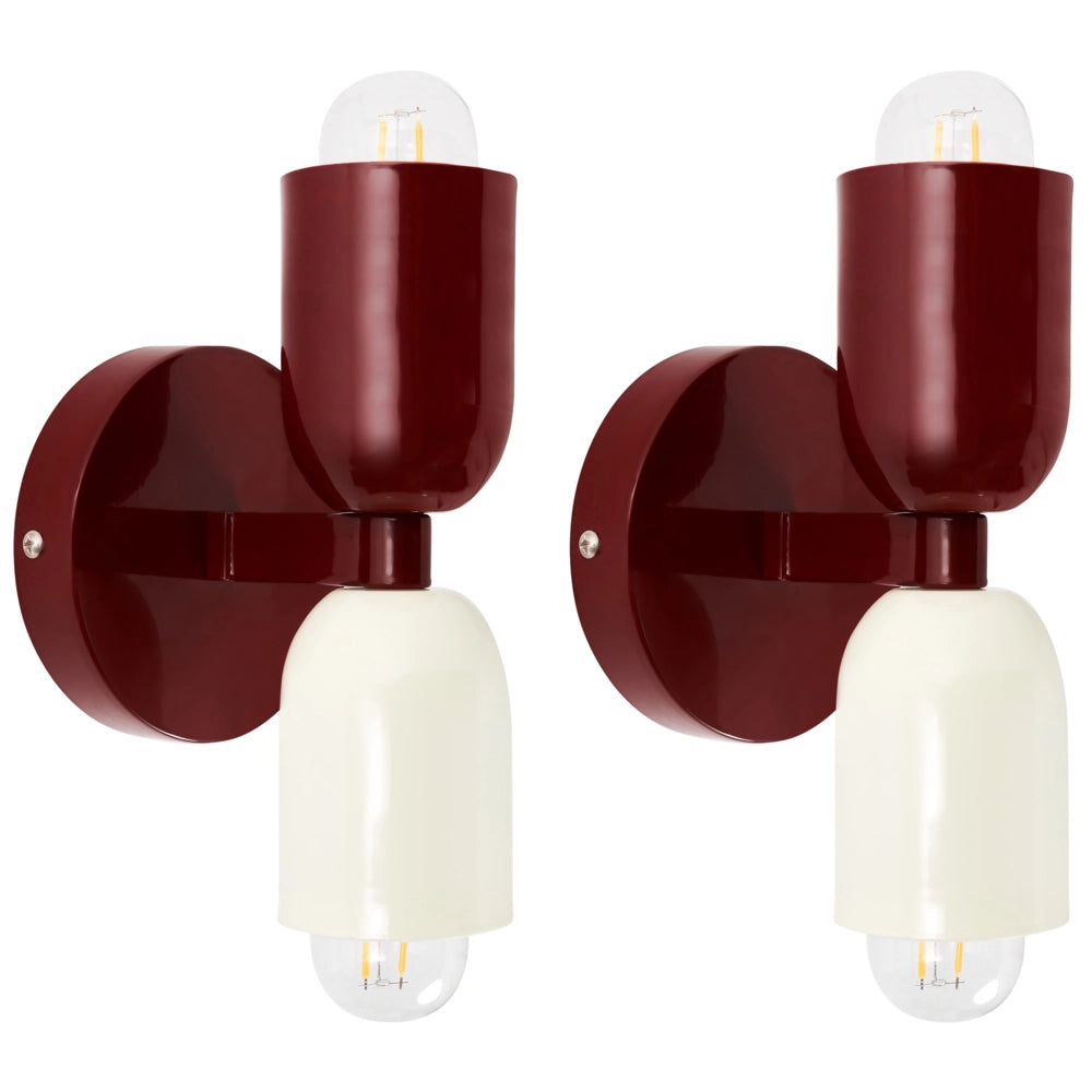 Set di 2 lampade da parete a due luci Up-Down Scones rosso