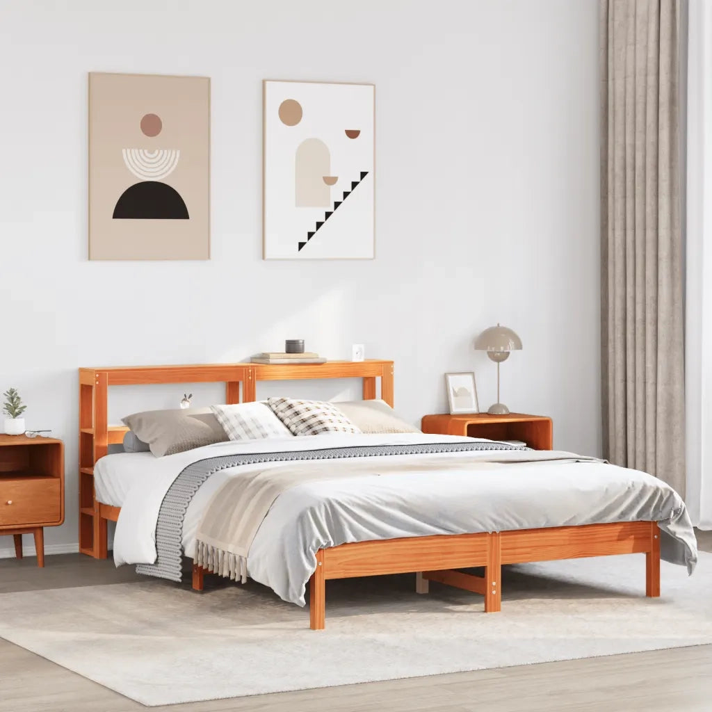 vidaXL Giroletto senza Materasso Marrone Cera 140x200cm Massello Pino