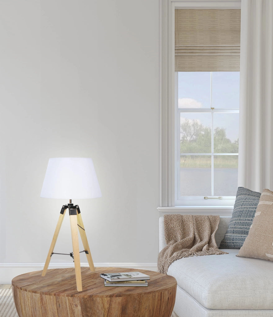 Candellux lampada da tavolo Lugano legno bianca E27 68cm