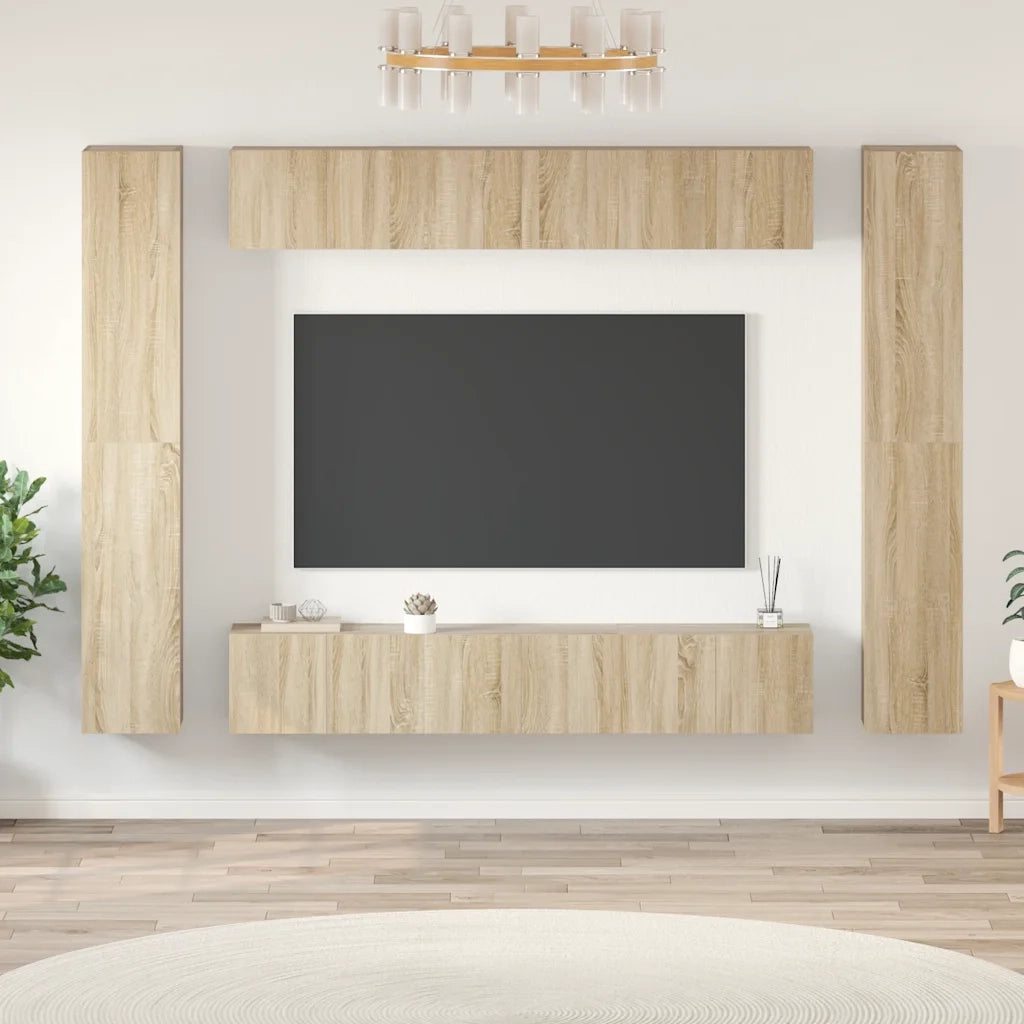 Set di Mobili Porta TV 10 pz Rovere Sonoma in Legno Multistrato 3078980