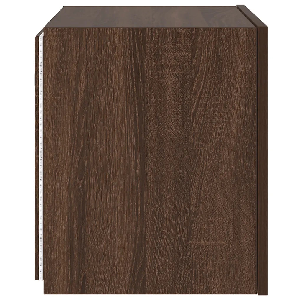 Mobile TV a Parete con Luci LED Rovere Marrone 40,5x35x40 cm