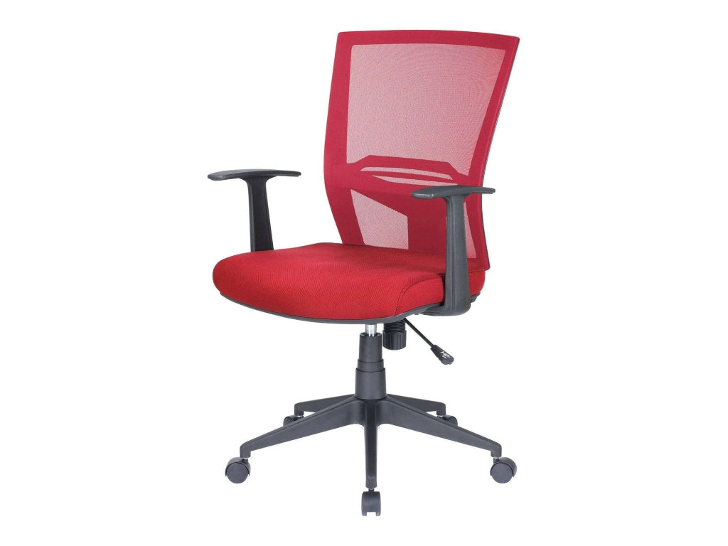 Sedia da ufficio Eulalia, Poltrona direzionale a rete con braccioli, Seduta ergonomica da ufficio, 59x64h96/106 cm, Rosso