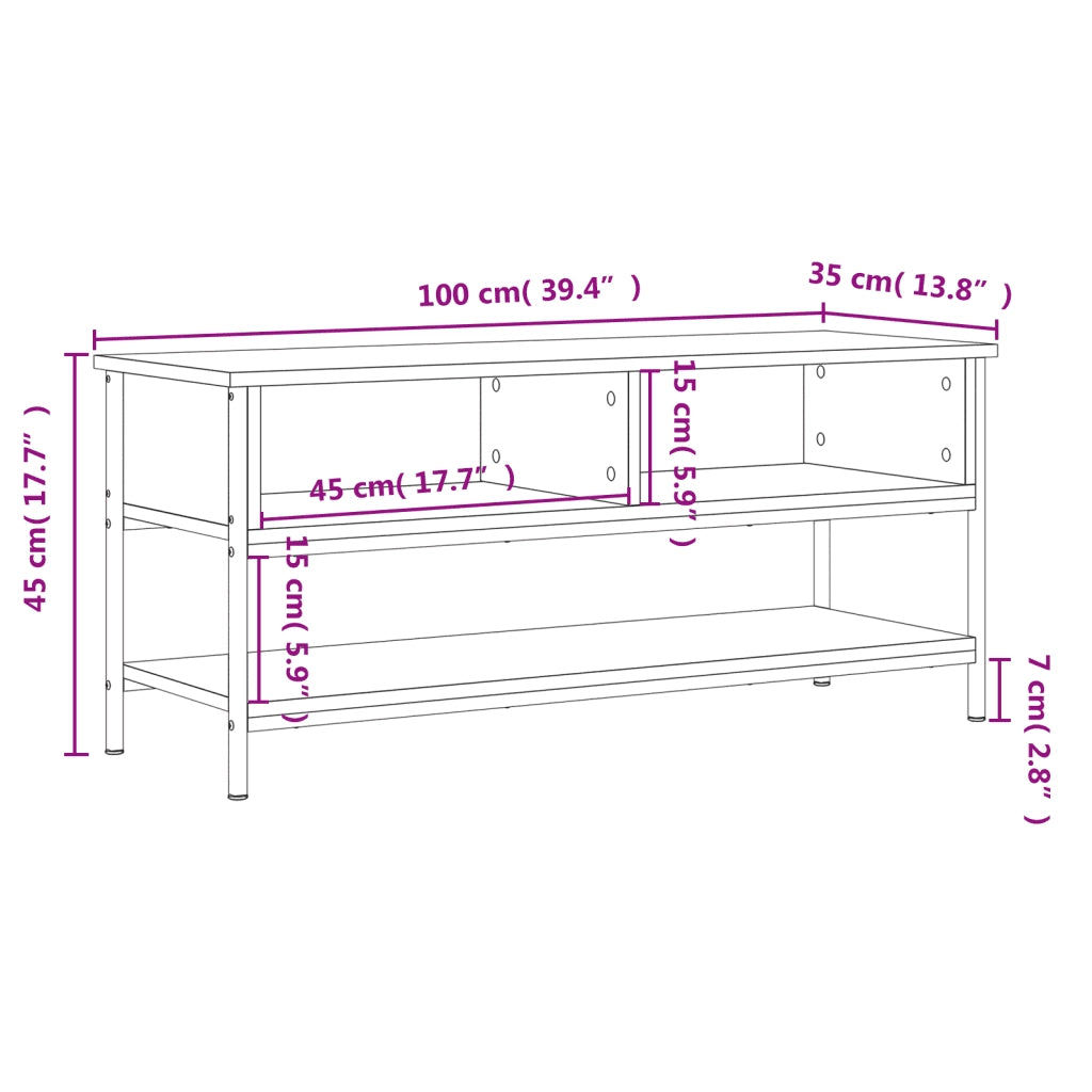 Mobile TV Rovere Sonoma 100x35x45 cm Legno ingegnerizzato 832784