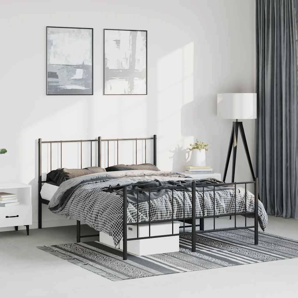 Giroletto con Testiera e Pediera Metallo Nero 150x200 cmcod mxl 81742