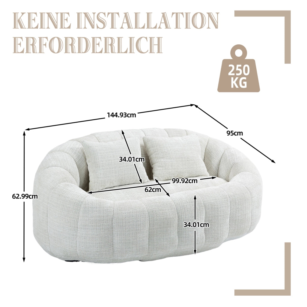 DIVANO SACCO 150x95x63 cm Chenille Beige a 2 posti