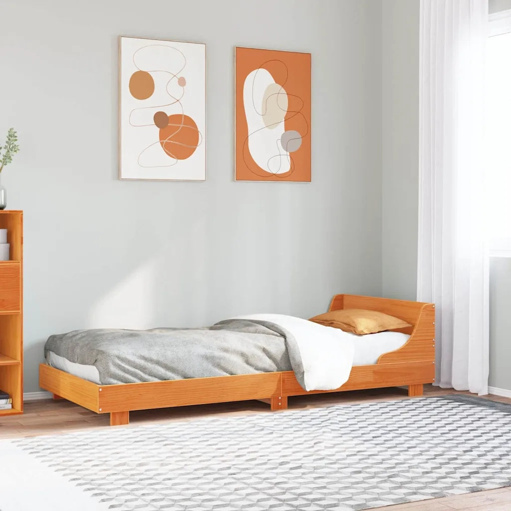 Letto senza Materasso Marrone Cera 90x190 cm in Legno di Pino 850751