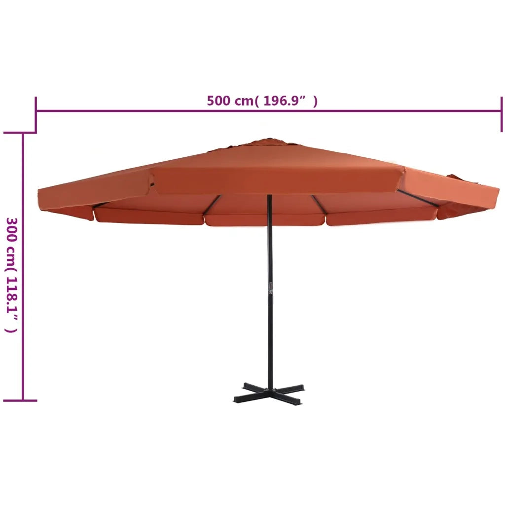 Ombrellone da Esterni-Ombrello da giardino con Palo in Alluminio 500 cm Terracotta