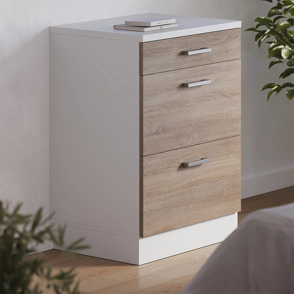 Mobile per mansarda Rion Sonoma/Bianco 60 x 83.8 cm senza inclinazione con 3 cassetti Vicco