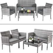 Arredamento Esterno - Bancopiazza con Tavolo - con Bancopiazza Relax, Sedie & Tavolo Salotto - con Cuscini - Adatto per il Giardino Posteriore - Grigio
