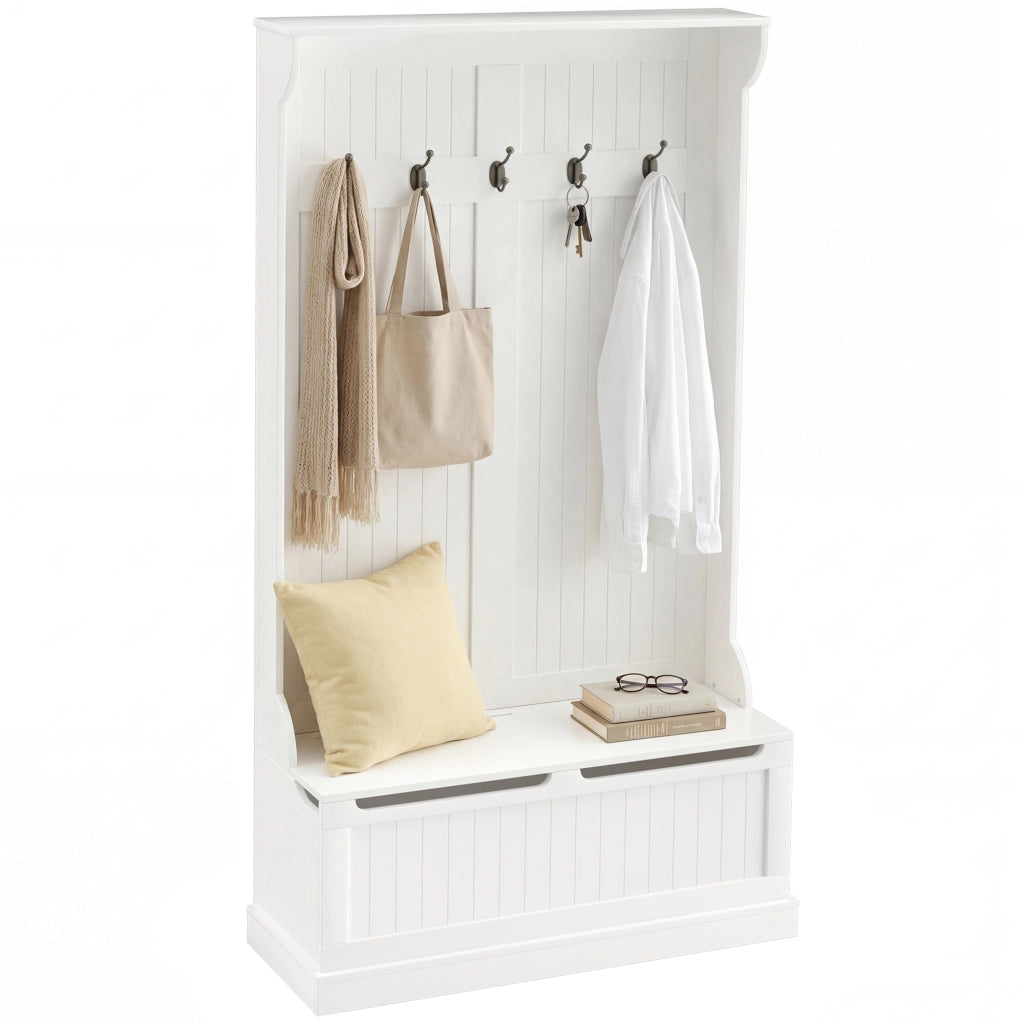 Appendiabiti con Banco e Ripiani ¨C Zephmum ¨C Marfil 96x34x180 cm