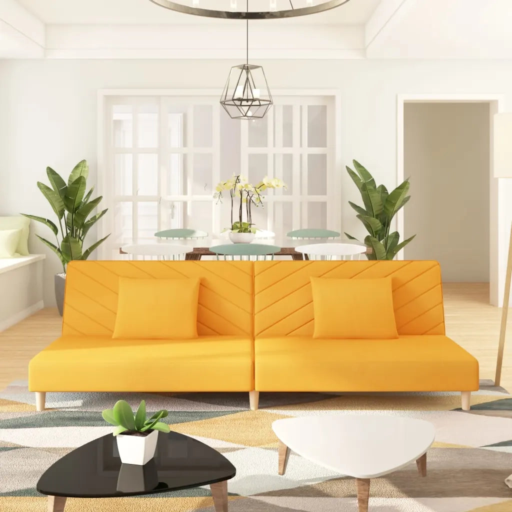 Divano Letto a 2 Posti con 2 Cuscini Giallo in Tessutocod mxl 88375