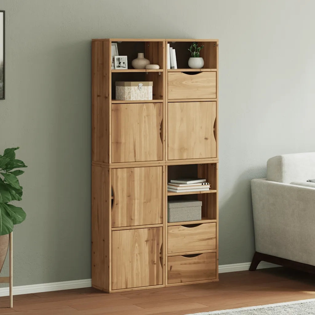 Armadietti Laterali 4 pz ODDA 40x24x79 cm Legno Massello Pino