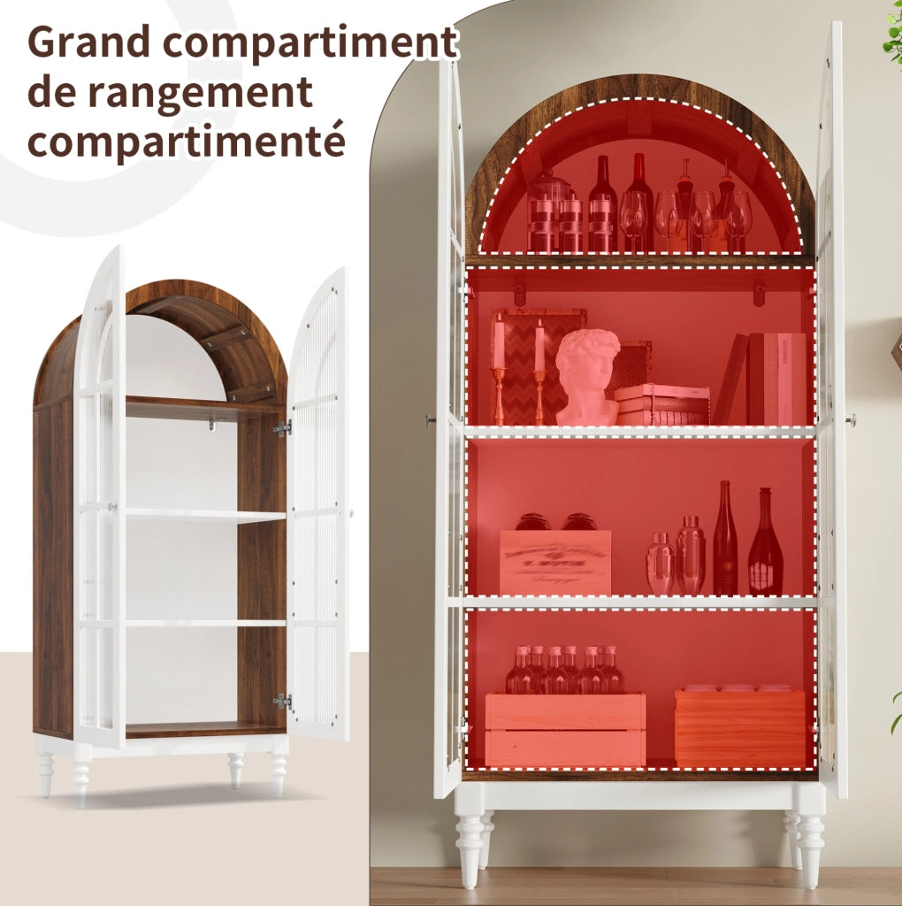 VETRINA ad Arco 76x38,5x165 cm in MDF Bianca