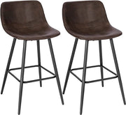 Bar con schienale - Con schienale regolabile - Rivestimento in pelle - Sedute a banco - Ergonomico - Altezza seduta 63cm - Colore moka - Set da 2 - Cucina e bar
