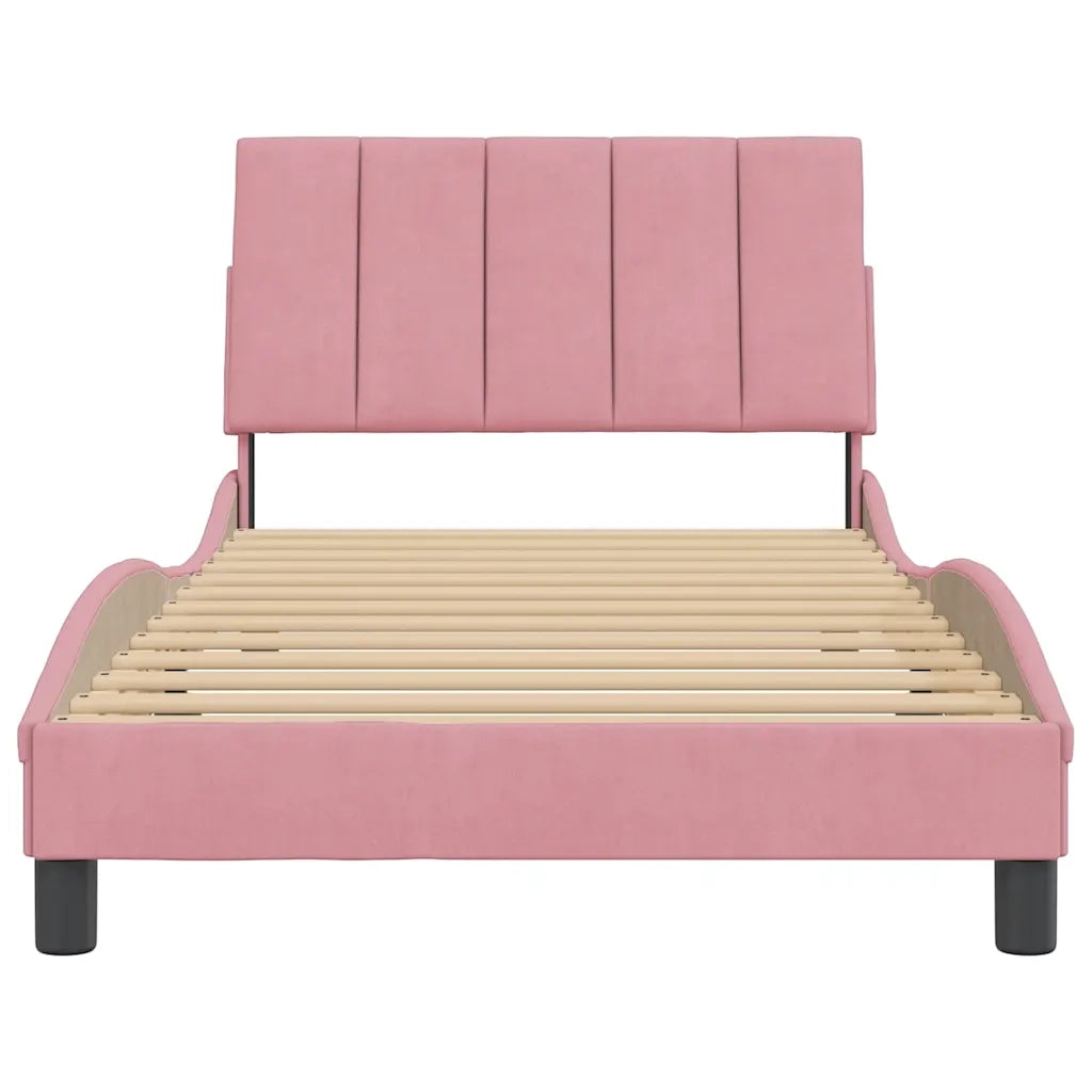 Giroletto senza Materasso-Struttura Letto Hanko Rosa 100x200 cm in Velluto