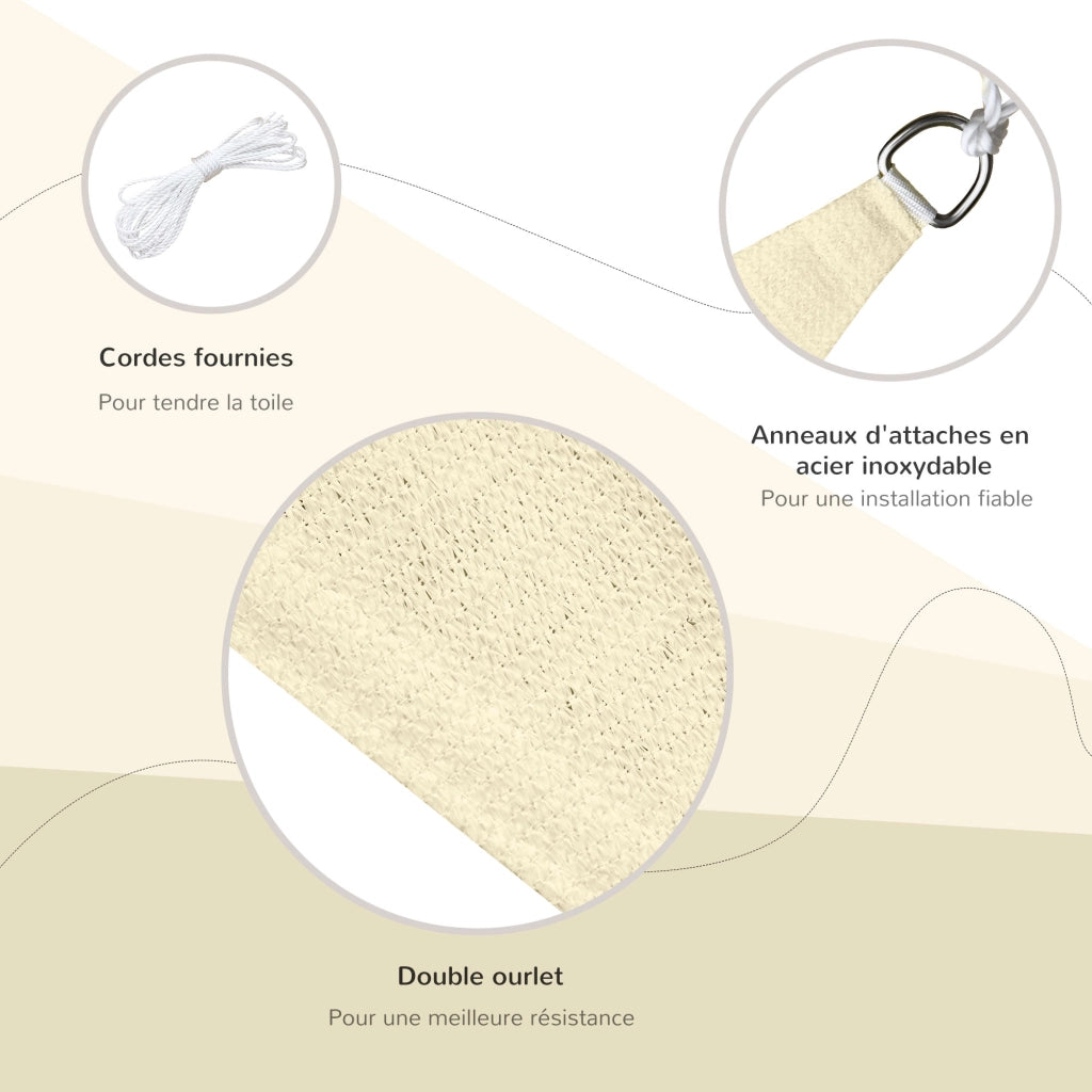 Tenda da sole triangolare ¨C zephmum ¨C colore crema 6x6x6 m