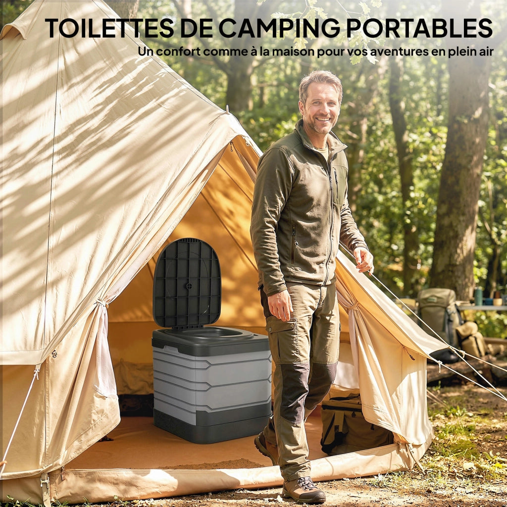 Toilette da campeggio portatile ¨C Zephmum ¨C Grigio con 12 sacchetti e 12 sacchi