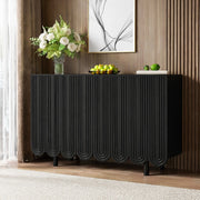 Sideboard con 4 ante intagliate; 120 x 80;8 x 37;5 cm; MDF; nero