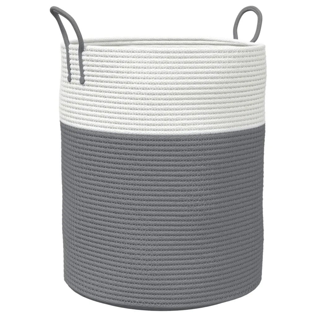 Cestino Portaoggetti Grigio e Bianco ?38x46 cm in Cotone CFW4229413