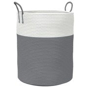 Cestino Portaoggetti Grigio e Bianco ?38x46 cm in Cotone CFW4229413