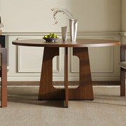 Tavolo da pranzo per 4-6 persone con piano rotondo stabile e 4 piedi regolabili, in MDF, color noce, diametro 120 cm