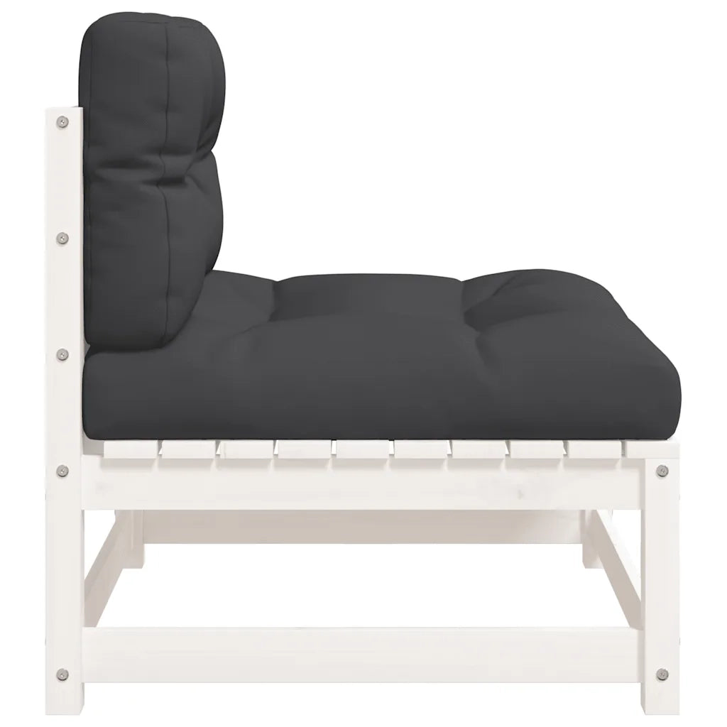 Divani Giardino Senza Braccioli con Cuscini 2 pz Pino Bianco 838087